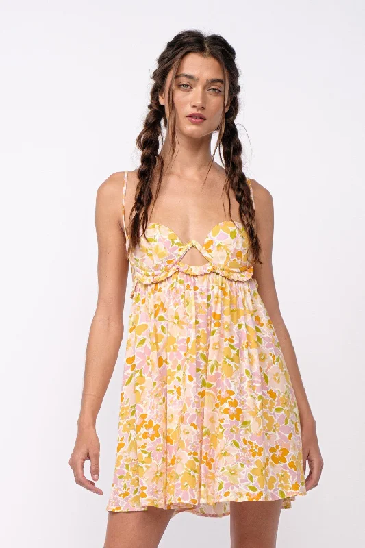 Detachable - Sleeve Casual Dresses for Versatility​ Drew Peach Floral Babydoll Cami Mini Dress
