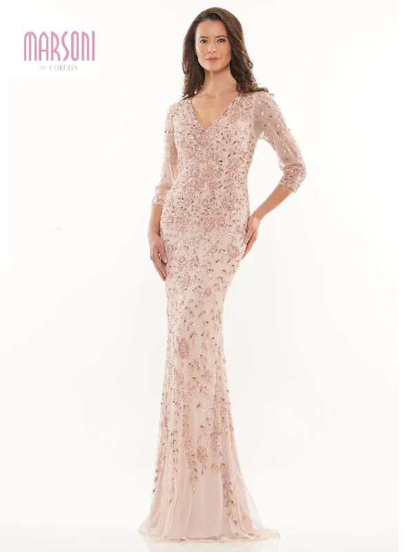 Maternity dress for a baby's first visit to the puppet show Marsoni Mother of the Bride Beaded Long Gown 1197