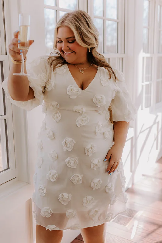 Mini dresses with pocket details for added functionality Dream Come True Applique Mini Dress in Cream Curves