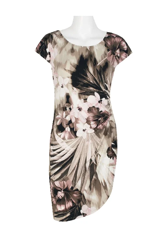 Maternity shift dress for casual outings Connected Apparel Short Cap Sleeve Floral Dress