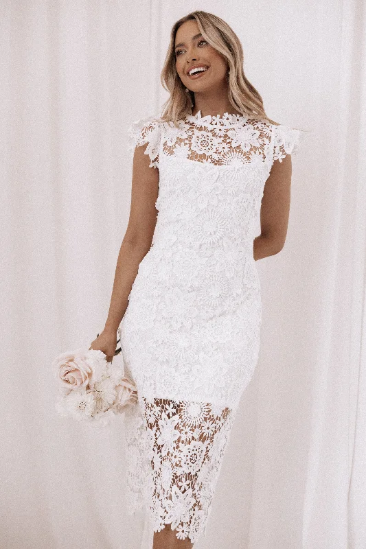 Midi dresses with button - down skirts for a unique and functional design Becca Midi Dress - White Midi dresses with button - down skirts for a unique and functional design Becca Midi Dress - White