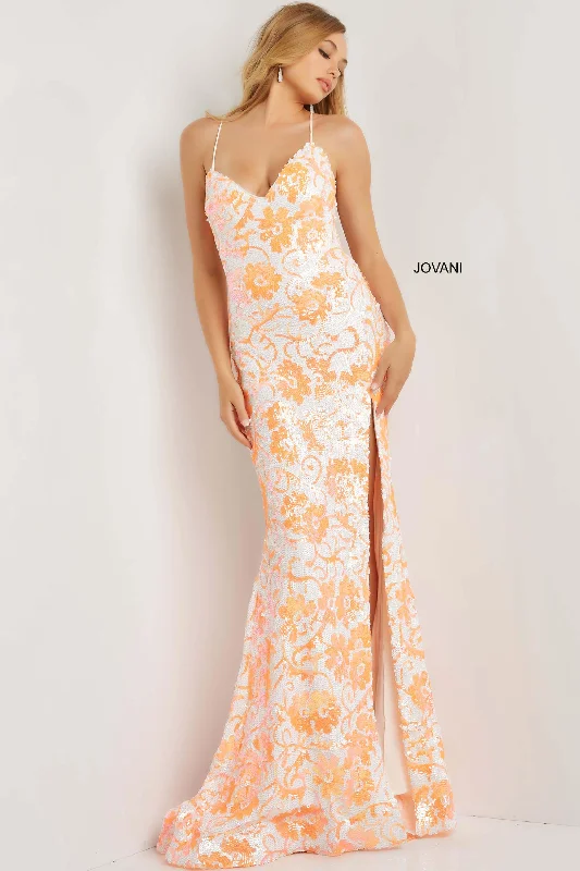 Maternity dress for a baby's first visit to the nature reserve Jovani 08255 Spaghetti Strap Long Formal Gown