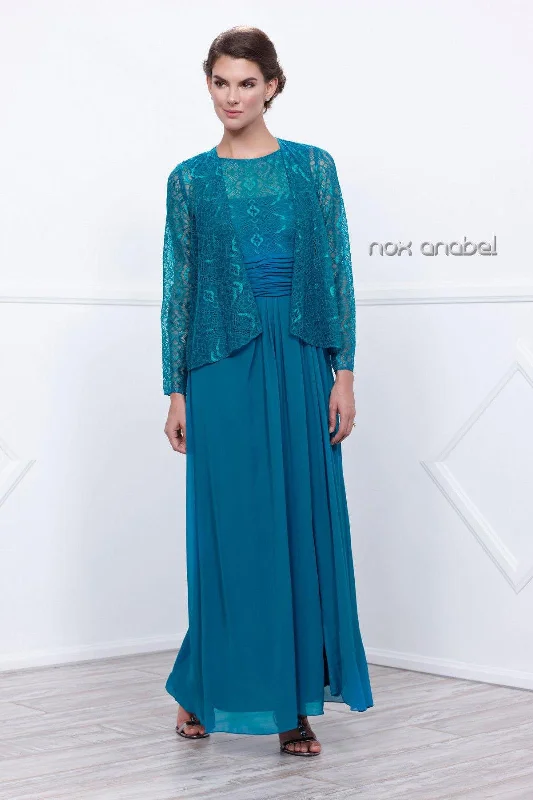 Wedding dresses with a bateau neckline for a classic shape​ Long Mother of the Bride Formal Dress with Jacket