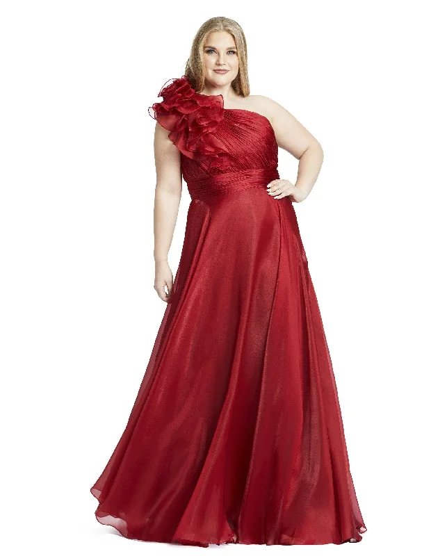 Maternity dress for a baby's first visit to the brewery Mac Duggal 49171 One Shoulder Long Prom Dress
