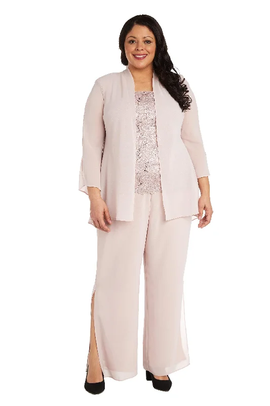 Wedding dresses with a ruched bodice for a textured look R&M Richards 7506W Plus Size Formal Pansuit Sale