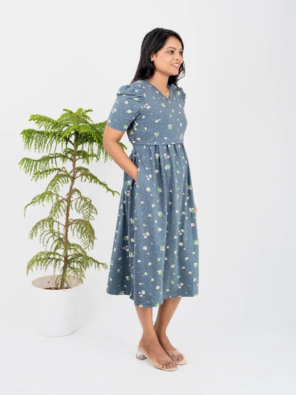 Maternity dress for a summer barbecue Midi Ridha Light Weight  dress ( Samaya exclusive premium fabric )