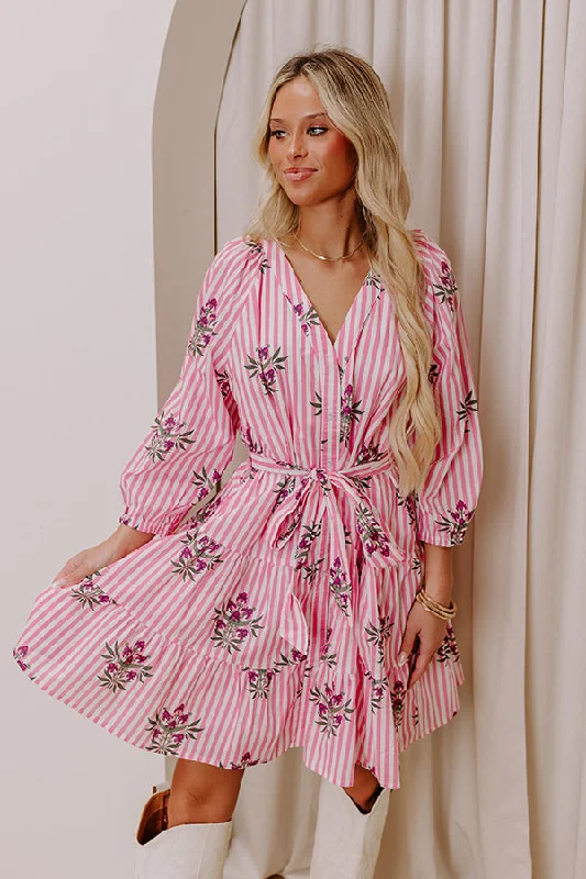 Mini dresses with embroidered details for a unique touch Kind Glance Stripe Mini Dress in Pink