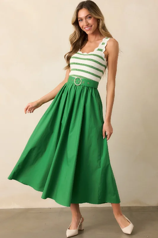 Plus - Size Casual Dresses for a Comfortable Fit​ Greer Eden Green Stripe Midi Dress