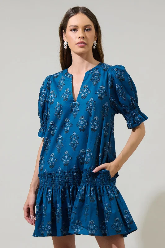 Cable - Knit Casual Dresses for a Traditional Style​ Gardena Floral Marinella Smocked Mini Dress
