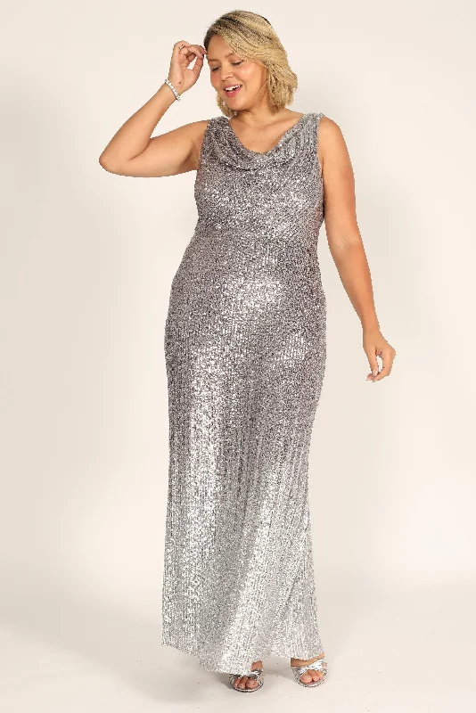 Ruffled wedding dresses with a cascading effect​ Alex Evenings AE8196669 Sequins Long Formal Dress