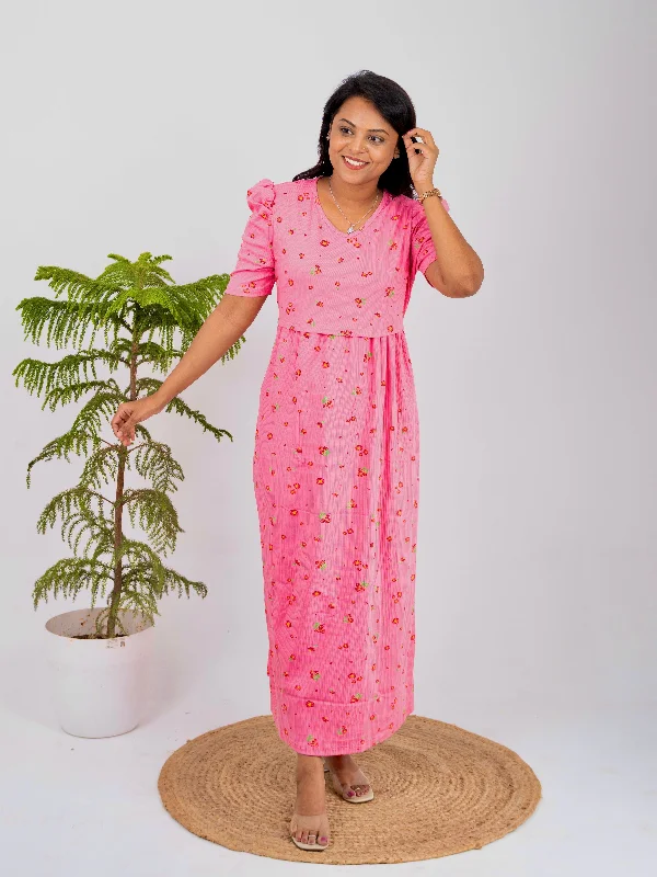 Maternity dress for a baby's first visit to the formal garden Maxi Candy  Ribbed Dress( Samaya exclusive premium fabric )