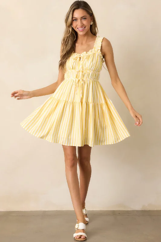 Scarf - Accented Casual Dresses for Added Style​ When Life Gives You Lemons Yellow Stripe Mini Dress
