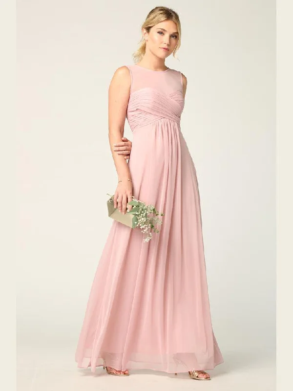 Illusion - neck wedding dresses with delicate lace​ Long Sleeveless Bridesmaids Stretch Dress Sale