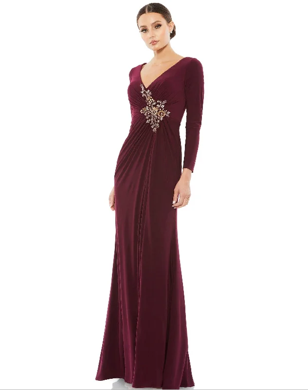 One - shoulder wedding dresses with a flowing sleeve​ Mac Duggal 67848 Long Sleeve Formal Evening Dress