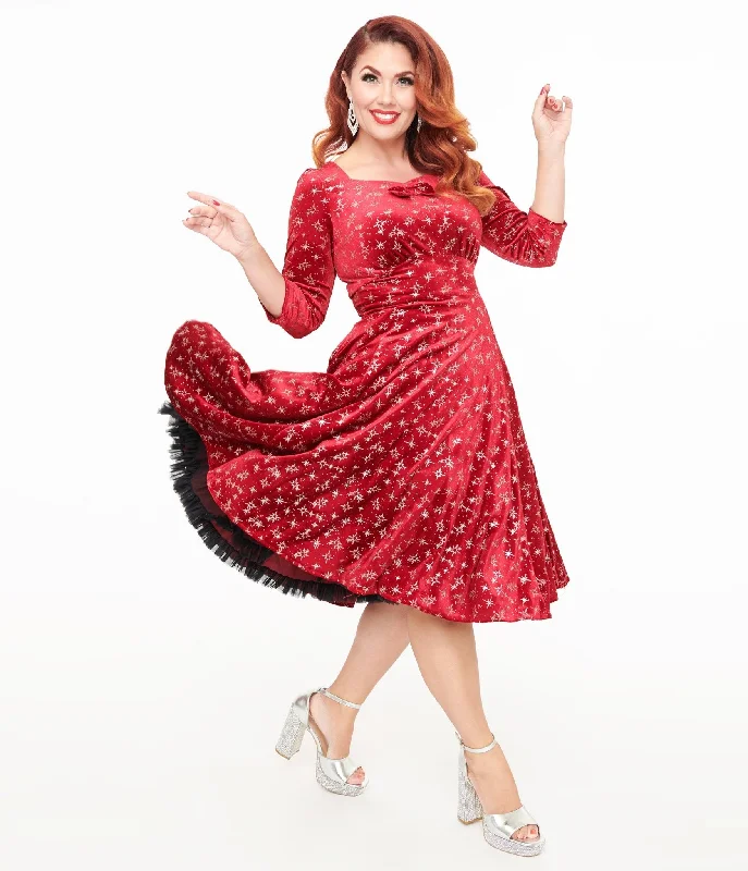  Hearts & Roses Burgundy Sparkle Paris Swing Dress