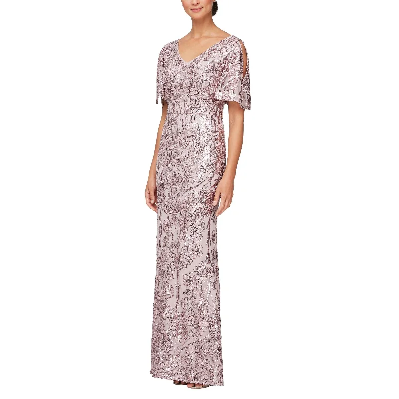 Empire waist wedding dresses with beaded bodices​ Alex Evenings 8196611 Long Formal Sequins Dress