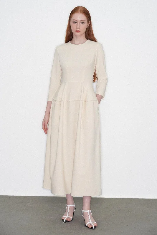 High - low midi dresses with geometric patterns for a modern party Amelia A-line 3/4 Sleeved Polycotton Midi Dress High - low midi dresses with geometric patterns for a modern party Amelia A-line 3/4 Sleeved Polycotton Midi Dress