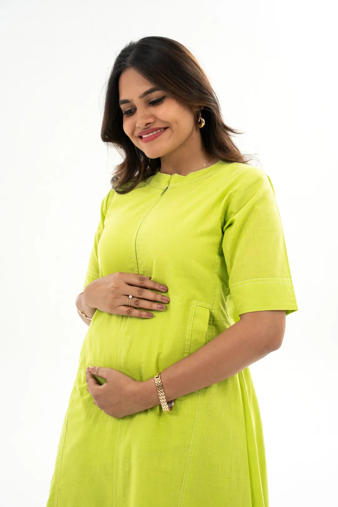 Maternity dress for a baby's first visit to the farm Lime Stitch Feeding Dress
