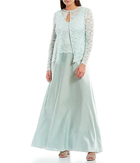 Maternity dress for a baby's first visit to the formal garden Marina Long Sleeveless Formal Jacket Lace Dress