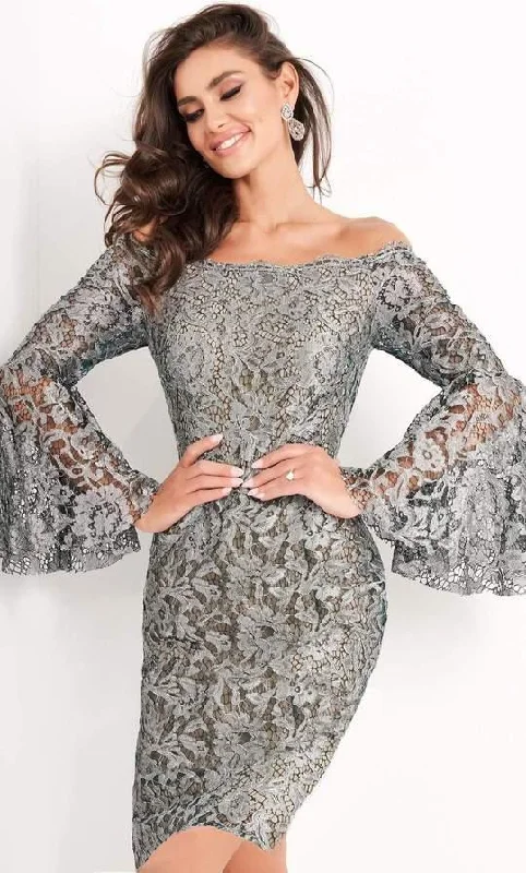 Appliqued wedding dresses with 3D floral designs​ Jovani 05109 Short Fitted Formal Dress