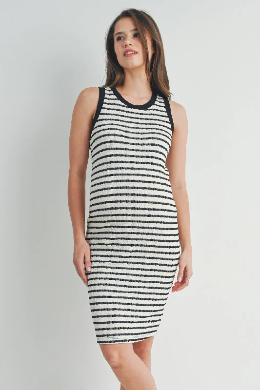 Maternity dress for a Christmas party Stripped Bodycon Maternity Tank Dress