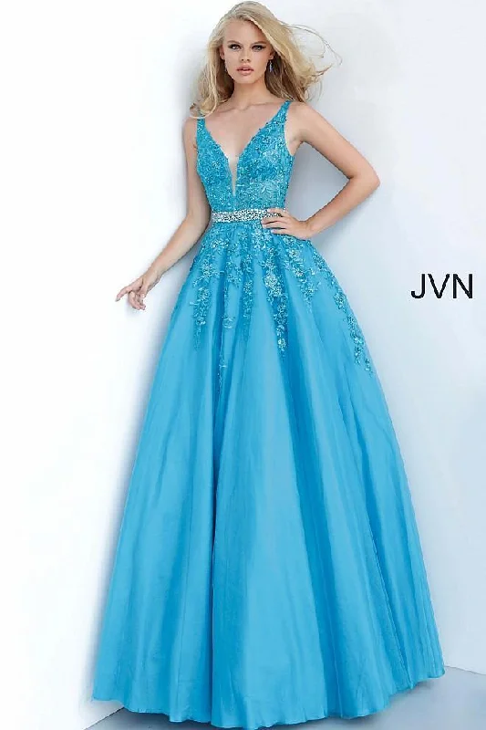 A - line wedding dresses with a beaded neckline​ Jovani 00925 Long Ball Gown