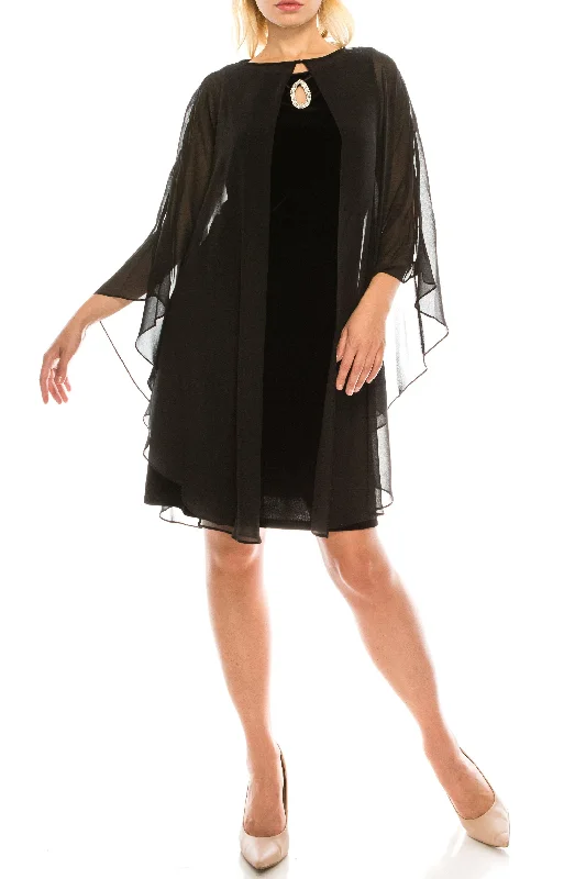 Short - length wedding dresses with a flirty skirt​ SL Fashions 9190108 Short Mother of the Bride Chiffon Jacket Dress