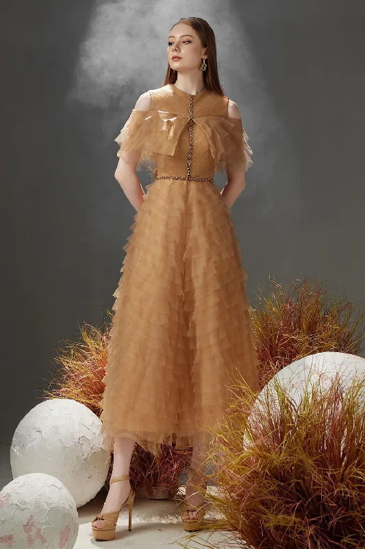 Midi dresses with bow accents for a sweet and charming look Reynolds Layered Cold Shoulder Sleeved Organza Midi Dress Midi dresses with bow accents for a sweet and charming look Reynolds Layered Cold Shoulder Sleeved Organza Midi Dress