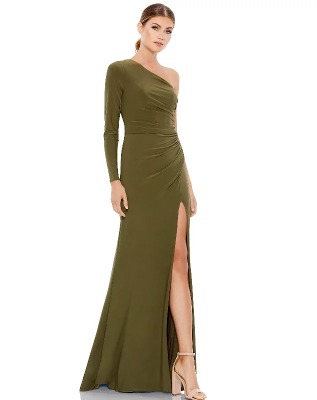 Wedding dresses with a bateau neckline for a classic shape​ Mac Duggal 26505 Prom Long One Shoulder Formal Gown