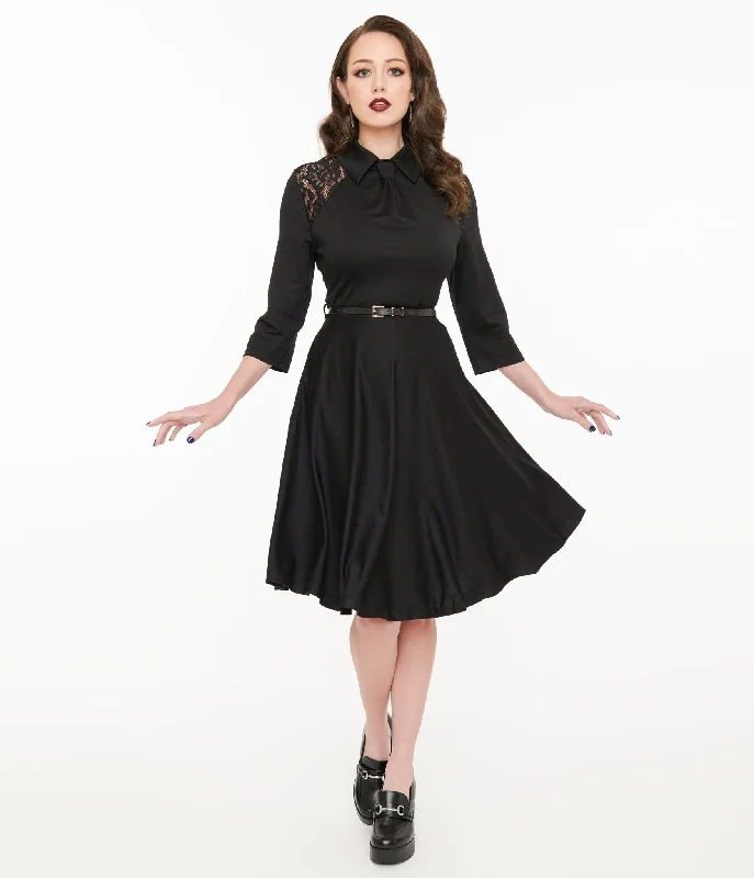  Witchwood Bags Black Lace Shelley Fit & Flare Dress