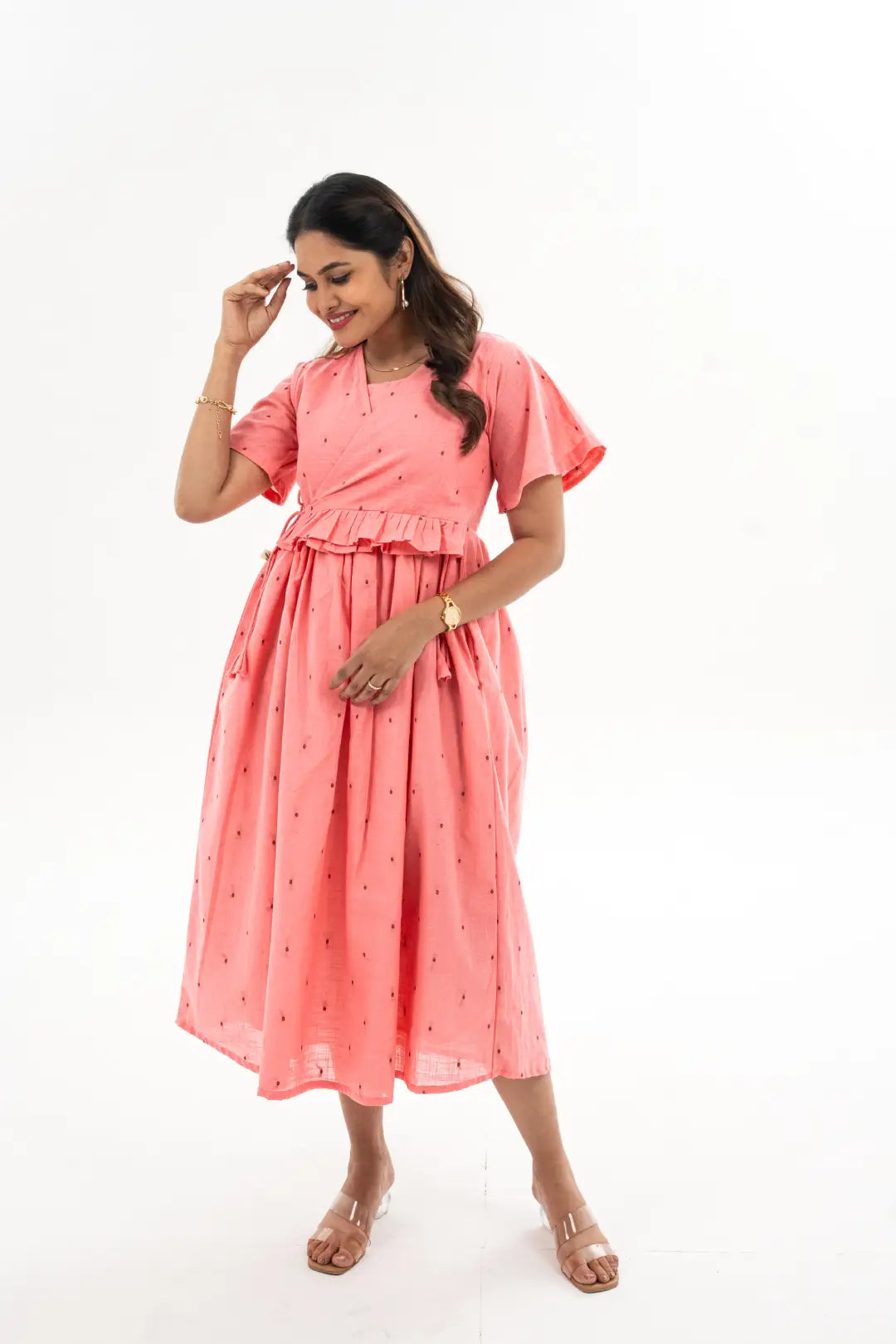 Maternity dress for a fall harvest festival Butterfly Blush Feeding Dress