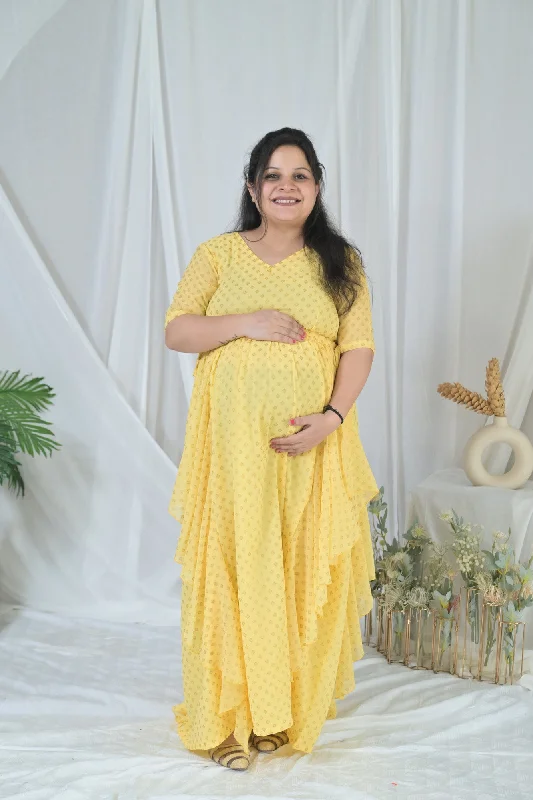 Maternity dress for a gender reveal party Sunshine Floral Maternity Flow Dress