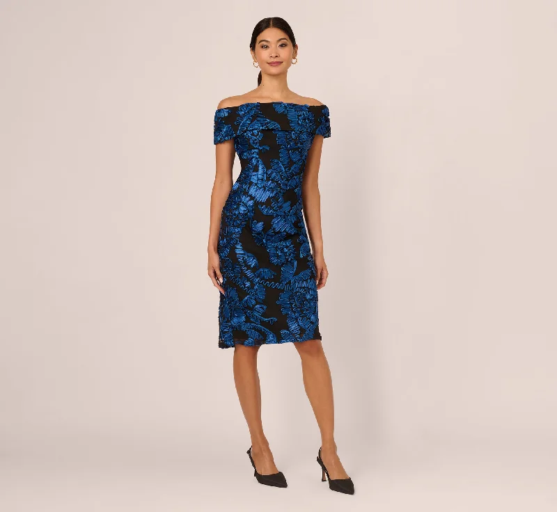 Midi dresses with wrap - around skirts for a customizable fit Off Shoulder Soutache Dress In Navy Black Midi dresses with wrap - around skirts for a customizable fit Off Shoulder Soutache Dress In Navy Black