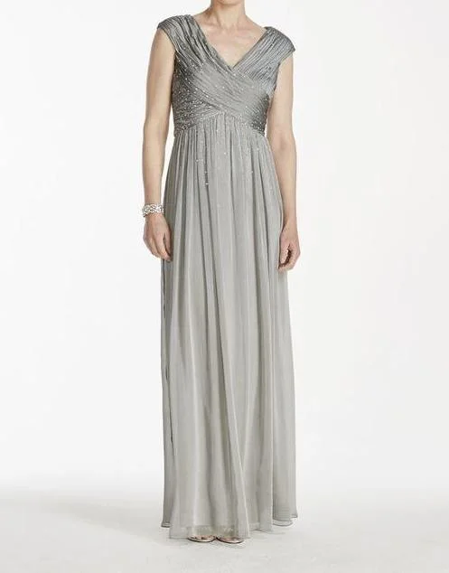 Ruffled wedding dresses with a cascading effect​ Cachet Long Mother of Bride Dress Formal Evening Gown
