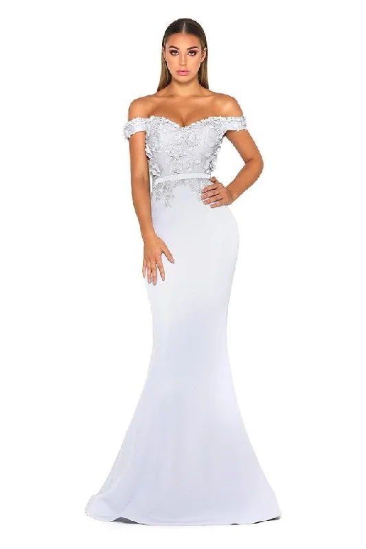 Maternity dress for a baby's first visit to the puppet show Portia And Scarlett ADRIANA GOWN Long Prom Dress