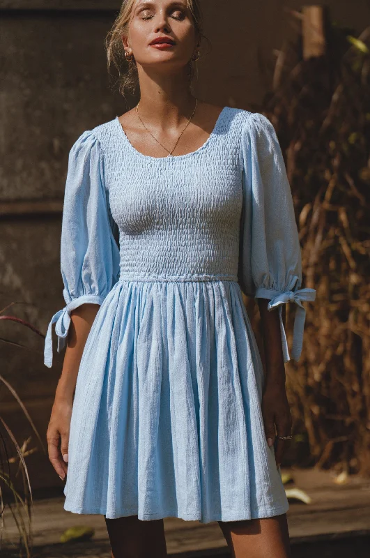 Long - Sleeve Casual Dresses in Lightweight Fabrics​ Jolie Puff Sleeve Linen Mini Dress