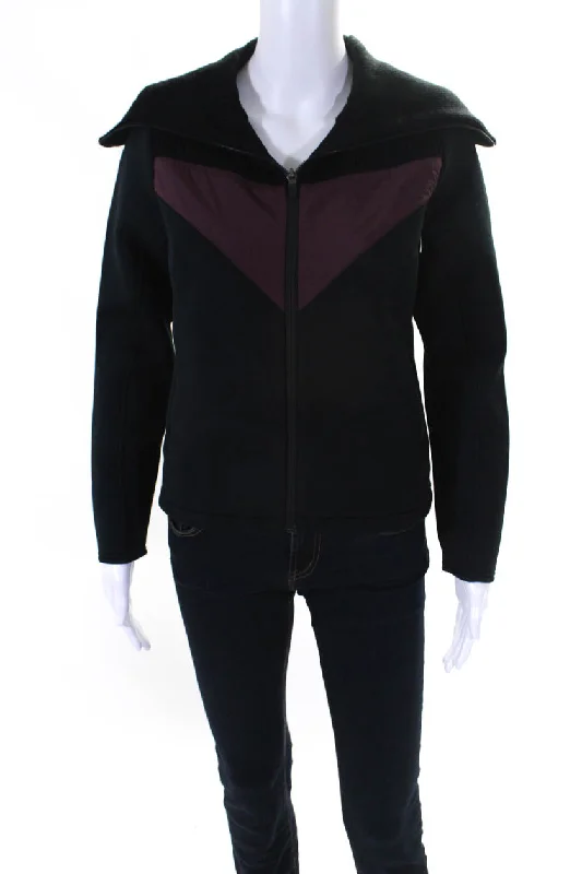 Belted women's cashmere coats in soft pastels for a luxurious feelAether Womens Ribbed Knit Neoprene Full Zip Jacket Black Purple Belted women's cashmere coats in soft pastels for a luxurious feelAether Womens Ribbed Knit Neoprene Full Zip Jacket Black Purple