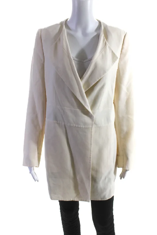 Oversized women's wool coats in a monochromatic look for a trendy outfitAkris Womens Wool Lightweight Snap Front Long Jacket Coat Ivory