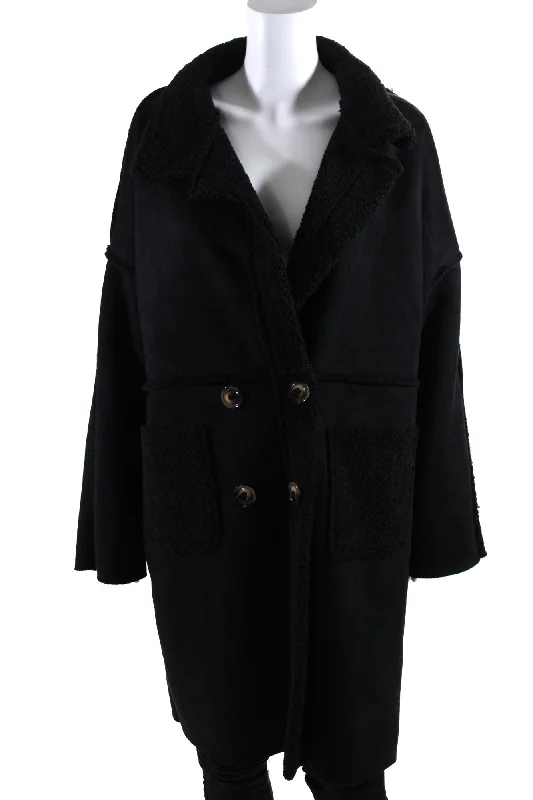 Checkered women's wool coats in a classic pattern for a timeless styleApricot Womens Faux Shearling Double Breasted Collared Coat Black Checkered women's wool coats in a classic pattern for a timeless styleApricot Womens Faux Shearling Double Breasted Collared Coat Black