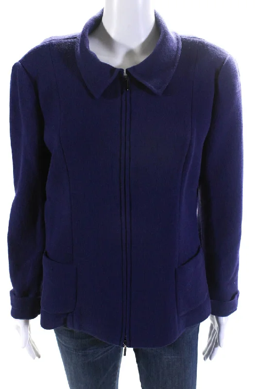 Long women's mac coats in a lightweight fabric for spring showersArmani Collezioni Womens Unlined Crepe Full Zip Jacket Purple Wool Long women's mac coats in a lightweight fabric for spring showersArmani Collezioni Womens Unlined Crepe Full Zip Jacket Purple Wool