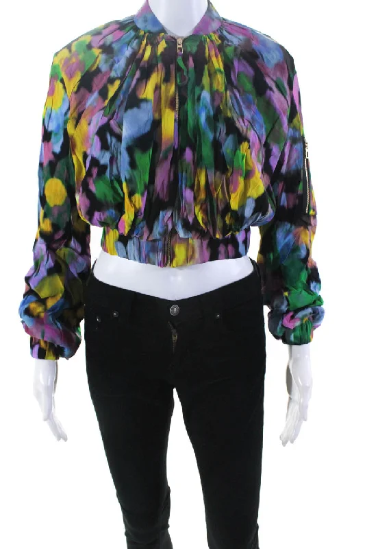 Quilted down women's coats with removable hoods for outdoor activitiesAZ Factory Womens Flowers Print Cropped Crepe Bomber Jacket Multicolor Quilted down women's coats with removable hoods for outdoor activitiesAZ Factory Womens Flowers Print Cropped Crepe Bomber Jacket Multicolor