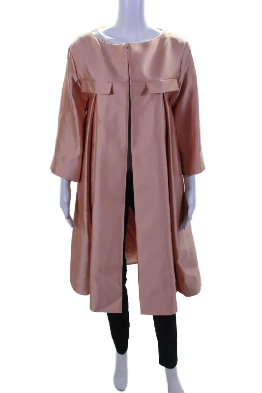 Shearling - lined women's leather coats for ultimate warmth and luxuryChristian Dior Womens Silk Orange Crew Neck 3/4 Sleeve Shalin Coat Shearling - lined women's leather coats for ultimate warmth and luxuryChristian Dior Womens Silk Orange Crew Neck 3/4 Sleeve Shalin Coat