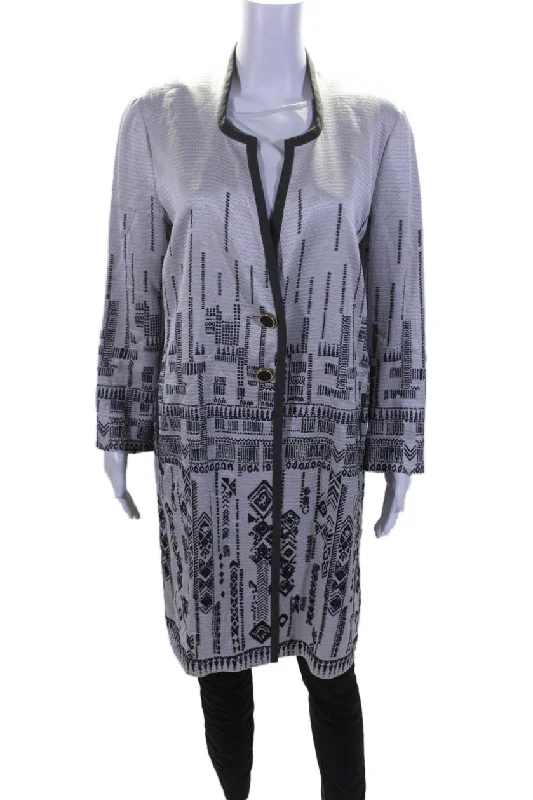 Belted women's cashmere coats in soft pastels for a luxurious feelEtro Womens Button Up Long Sleeve Printed Woven Duster Jacket Gray Black IT 44 Belted women's cashmere coats in soft pastels for a luxurious feelEtro Womens Button Up Long Sleeve Printed Woven Duster Jacket Gray Black IT 44
