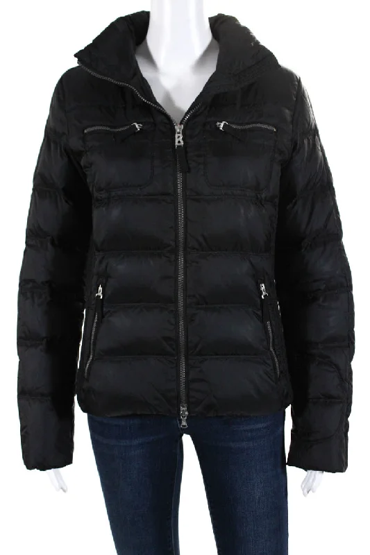 Women's pea coats with brass buttons for a nautical - inspired styleFire + Ice Womens Long Sleeve Full Zip Quilted Light Puffer Jacket Black Women's pea coats with brass buttons for a nautical - inspired styleFire + Ice Womens Long Sleeve Full Zip Quilted Light Puffer Jacket Black