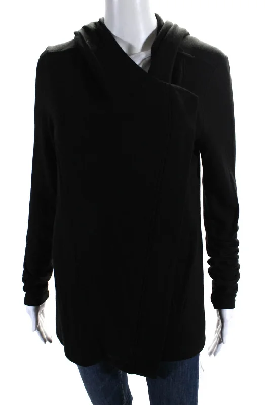 Shearling - lined women's leather coats for ultimate warmth and luxuryHelmut Lang Womens Front Zip Lightweight Knit Hooded Jacket Black Shearling - lined women's leather coats for ultimate warmth and luxuryHelmut Lang Womens Front Zip Lightweight Knit Hooded Jacket Black