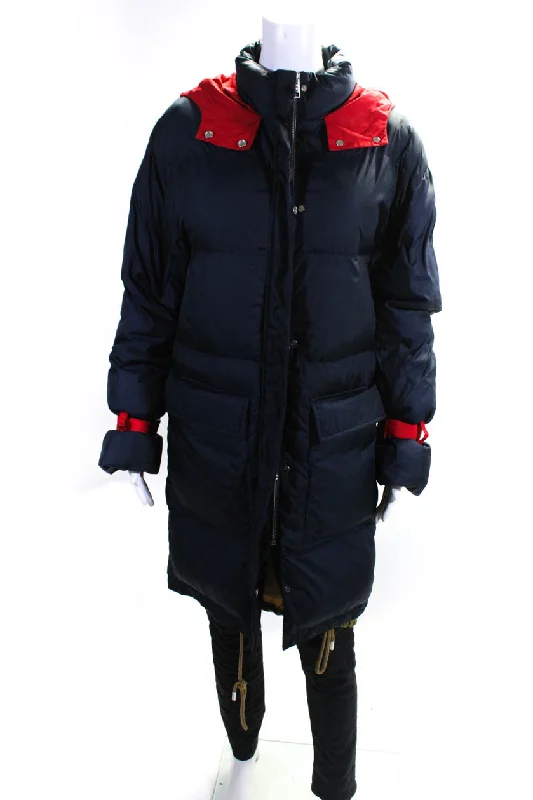 Women's knee - length wool blend coats with a fur collar for added warmthJW Anderson Women's Hood Full Zip Pockets Puffer Jacket Navy Blue Women's knee - length wool blend coats with a fur collar for added warmthJW Anderson Women's Hood Full Zip Pockets Puffer Jacket Navy Blue