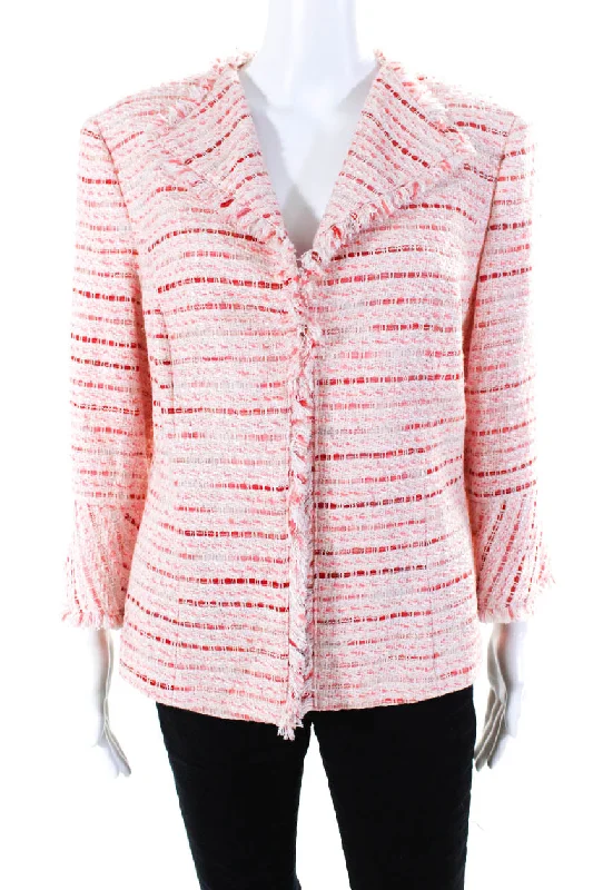 Women's cropped leather coats with silver studs for an edgy lookLafayette 148 New York Womens Sunmu Tweed Hook & Eye Jacket Pink Women's cropped leather coats with silver studs for an edgy lookLafayette 148 New York Womens Sunmu Tweed Hook & Eye Jacket Pink