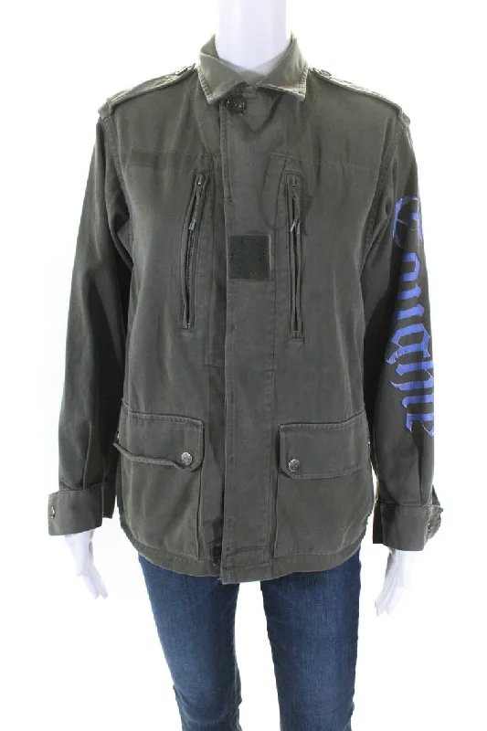 Oversized women's wool coats in a monochromatic look for a trendy outfitLibertine Womens Button Front Collared Skull Back Jacket Green Cotton Medium Oversized women's wool coats in a monochromatic look for a trendy outfitLibertine Womens Button Front Collared Skull Back Jacket Green Cotton Medium