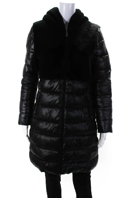 Women's long - sleeve wool coats in a houndstooth pattern for a classic charmNatacha Womens Quilted Long Sleeve Full Zip Hooded Puffer Jacket Black Women's long - sleeve wool coats in a houndstooth pattern for a classic charmNatacha Womens Quilted Long Sleeve Full Zip Hooded Puffer Jacket Black