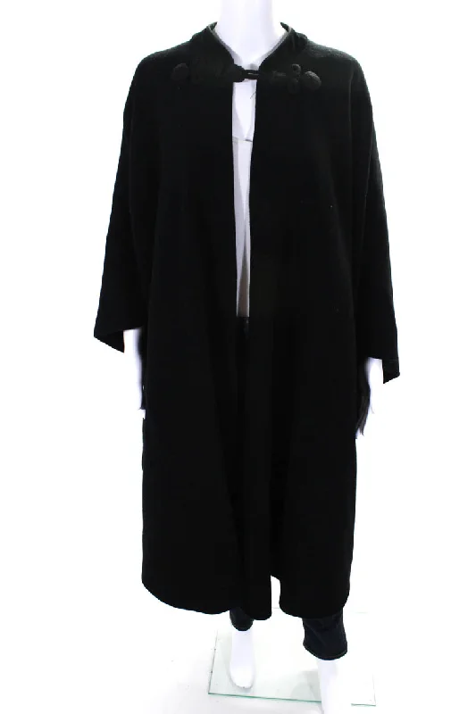 Petite women's wool blend coats with a tailored fit for a flattering silhouetteOscar de la Renta  Womens High Neck Toggle Closure Longline Cape Black